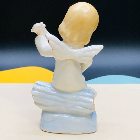 Vintage SHAFFORD Porcelain Musician Angel Figurine, Mid Century Kitsch Christmas - Picture 5 of 11